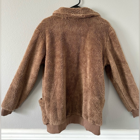 Brown teddy style fuzzy zip up jacket - Picture 2 of 2